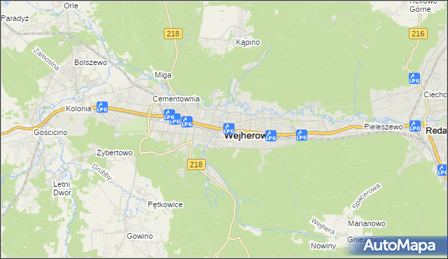 mapa Wejherowo, Wejherowo na mapie Targeo