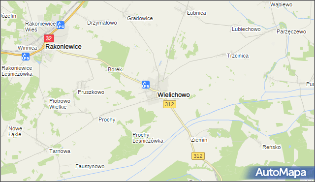 mapa Wielichowo powiat grodziski, Wielichowo powiat grodziski na mapie Targeo