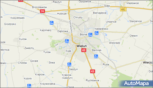 mapa Wieluń, Wieluń na mapie Targeo