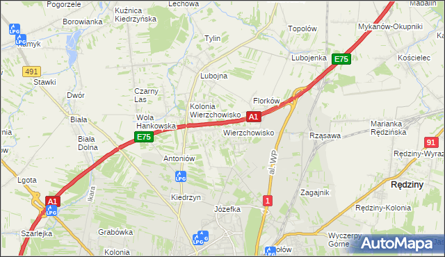 mapa Wierzchowisko gmina Mykanów, Wierzchowisko gmina Mykanów na mapie Targeo