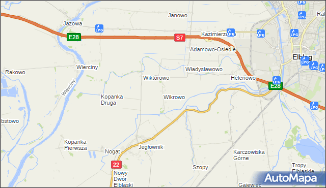 mapa Wikrowo gmina Gronowo Elbląskie, Wikrowo gmina Gronowo Elbląskie na mapie Targeo