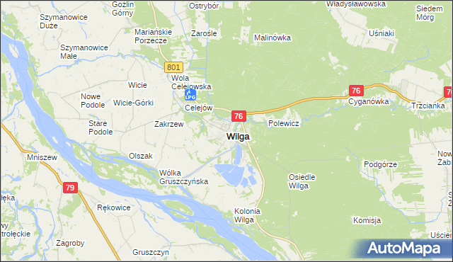 mapa Wilga, Wilga na mapie Targeo