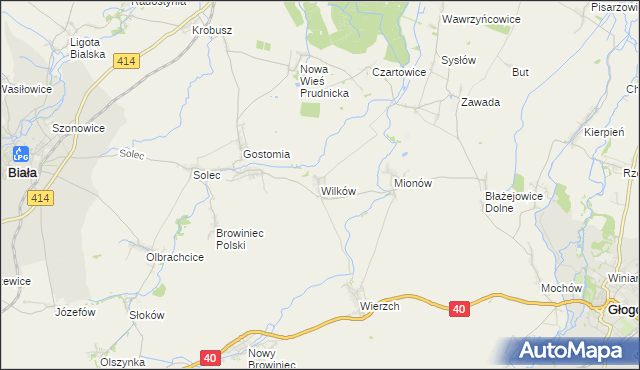 mapa Wilków gmina Biała, Wilków gmina Biała na mapie Targeo