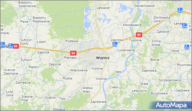 mapa Wojnicz, Wojnicz na mapie Targeo