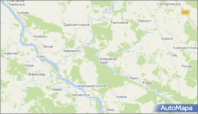 mapa Wojtkowice Stare, Wojtkowice Stare na mapie Targeo