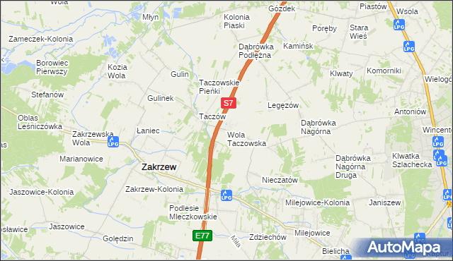 mapa Wola Taczowska, Wola Taczowska na mapie Targeo