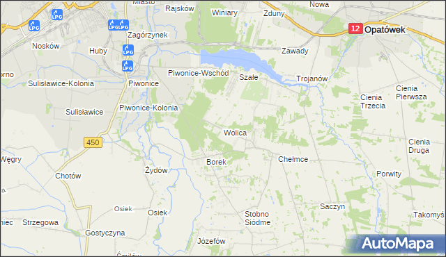 mapa Wolica gmina Godziesze Wielkie, Wolica gmina Godziesze Wielkie na mapie Targeo
