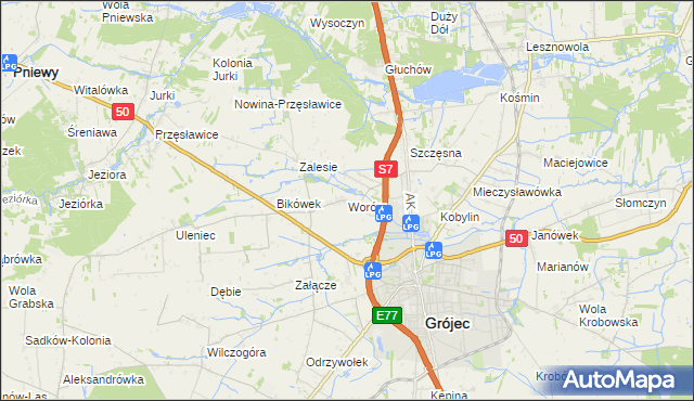 mapa Worów, Worów na mapie Targeo