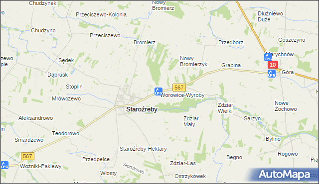 mapa Worowice-Wyroby, Worowice-Wyroby na mapie Targeo