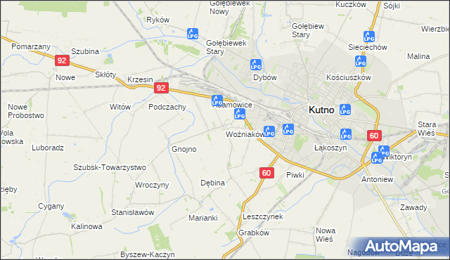 mapa Woźniaków, Woźniaków na mapie Targeo