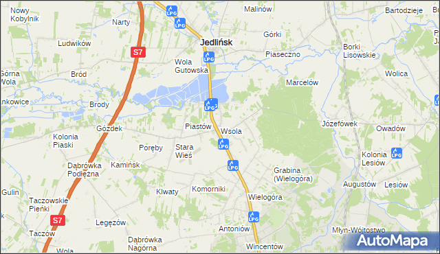 mapa Wsola, Wsola na mapie Targeo