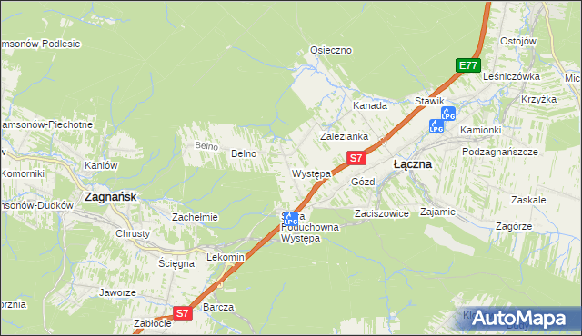 mapa Występa, Występa na mapie Targeo