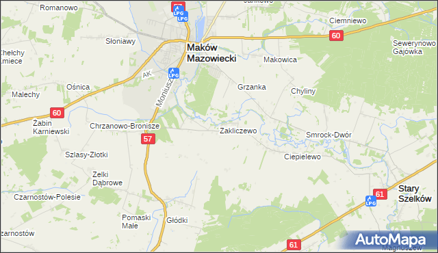 mapa Zakliczewo, Zakliczewo na mapie Targeo