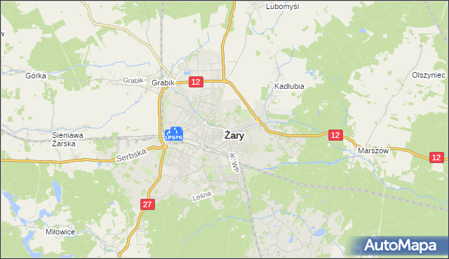 mapa Żary, Żary na mapie Targeo