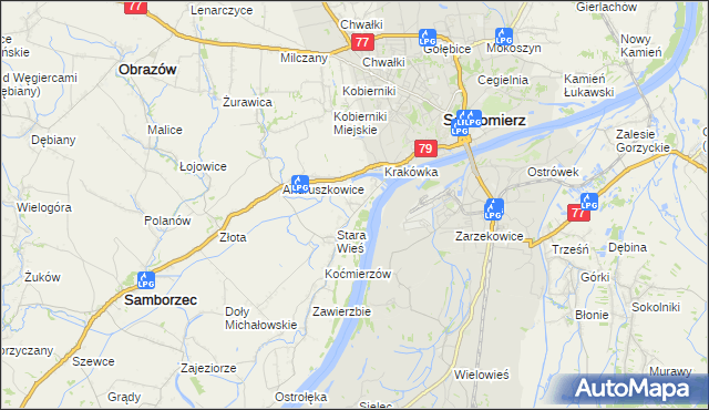 mapa Zawisełcze, Zawisełcze na mapie Targeo