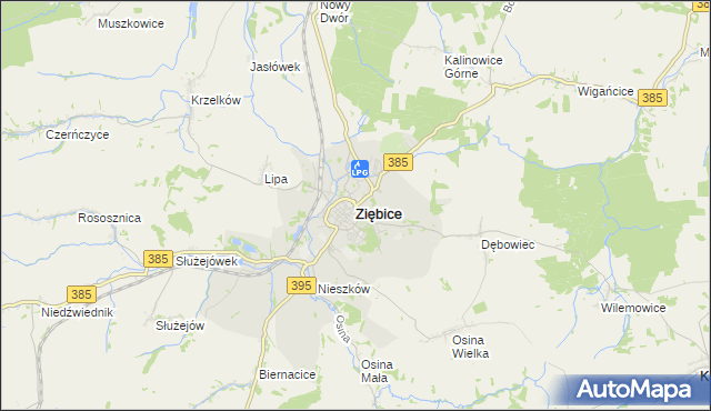 mapa Ziębice, Ziębice na mapie Targeo