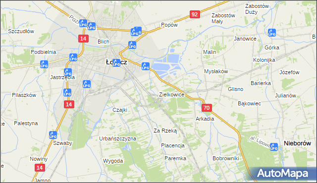 mapa Zielkowice, Zielkowice na mapie Targeo