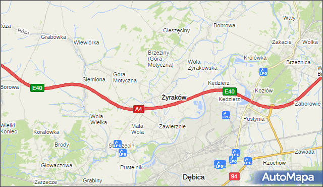 mapa Żyraków, Żyraków na mapie Targeo