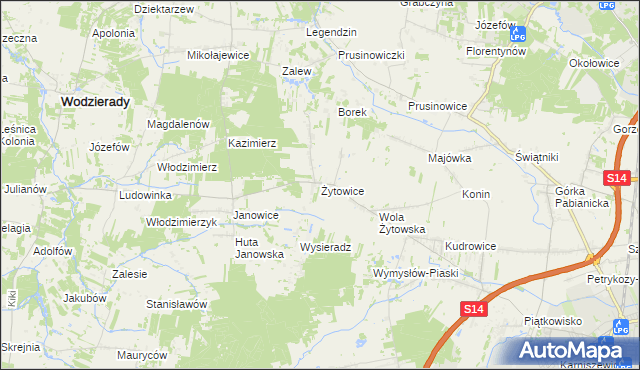 mapa Żytowice, Żytowice na mapie Targeo