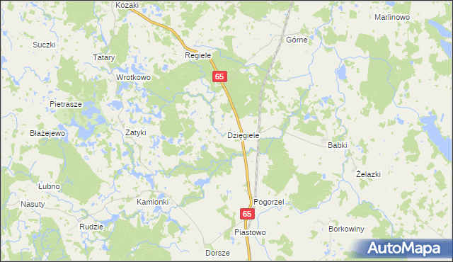 mapa Dzięgiele gmina Gołdap, Dzięgiele gmina Gołdap na mapie Targeo