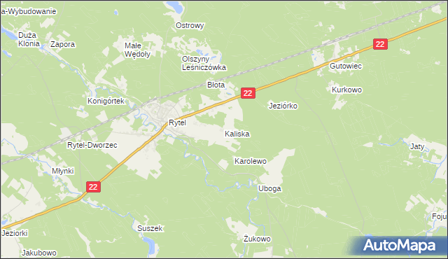 mapa Kaliska gmina Czersk, Kaliska gmina Czersk na mapie Targeo