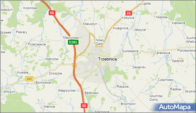 mapa Trzebnica, Trzebnica na mapie Targeo