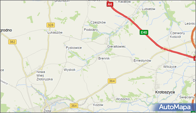 mapa Brennik gmina Złotoryja, Brennik gmina Złotoryja na mapie Targeo