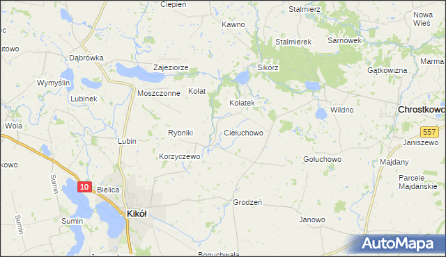 mapa Ciełuchowo, Ciełuchowo na mapie Targeo