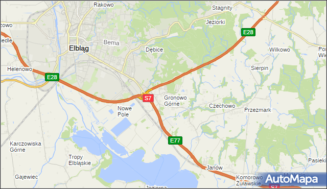 mapa Gronowo Górne, Gronowo Górne na mapie Targeo