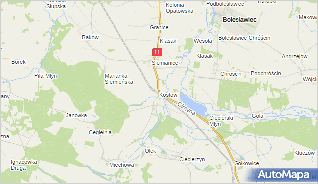 mapa Kostów, Kostów na mapie Targeo