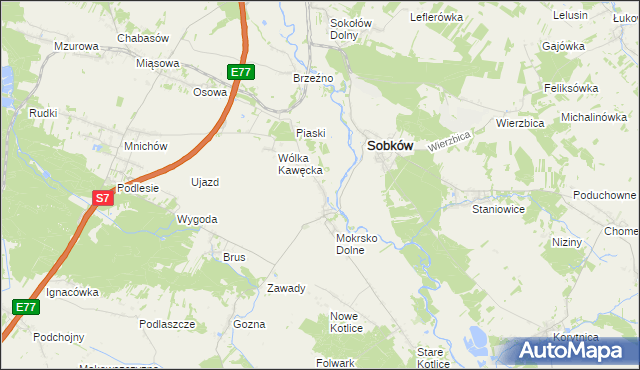 mapa Mokrsko Górne, Mokrsko Górne na mapie Targeo