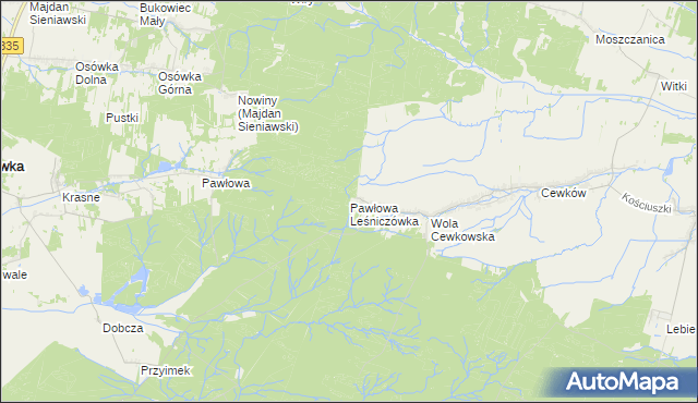 mapa Pawłowa Leśniczówka, Pawłowa Leśniczówka na mapie Targeo