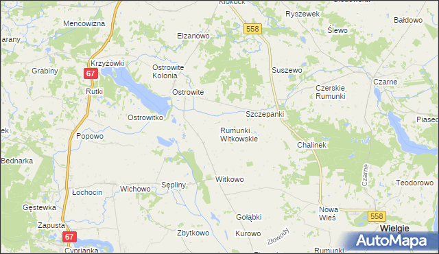 mapa Rumunki Witkowskie, Rumunki Witkowskie na mapie Targeo