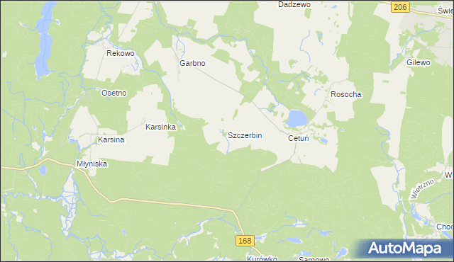 mapa Szczerbin gmina Polanów, Szczerbin gmina Polanów na mapie Targeo