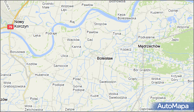 mapa Bolesław powiat dąbrowski, Bolesław powiat dąbrowski na mapie Targeo