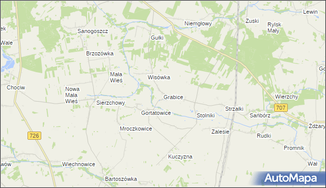 mapa Grabice gmina Cielądz, Grabice gmina Cielądz na mapie Targeo