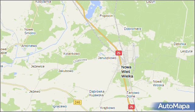 mapa Januszkowo gmina Nowa Wieś Wielka, Januszkowo gmina Nowa Wieś Wielka na mapie Targeo