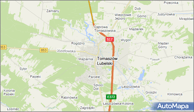 mapa Tomaszów Lubelski, Tomaszów Lubelski na mapie Targeo