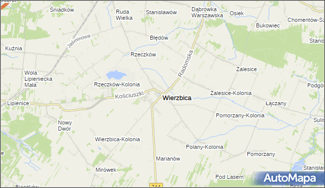 mapa Wierzbica powiat radomski, Wierzbica powiat radomski na mapie Targeo