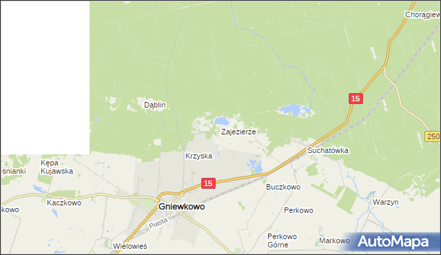 mapa Zajezierze gmina Gniewkowo, Zajezierze gmina Gniewkowo na mapie Targeo