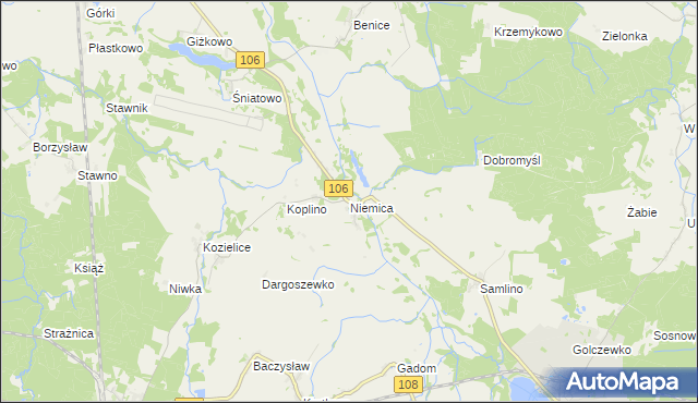 mapa Niemica gmina Golczewo, Niemica gmina Golczewo na mapie Targeo