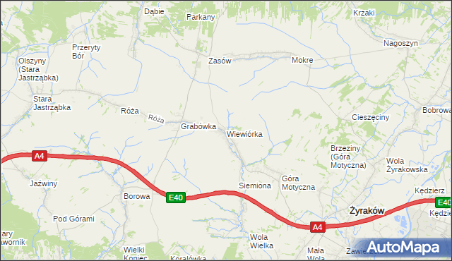 mapa Wiewiórka gmina Żyraków, Wiewiórka gmina Żyraków na mapie Targeo