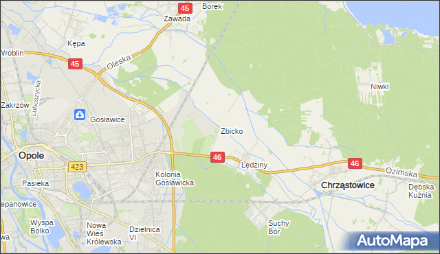 mapa Zbicko, Zbicko na mapie Targeo