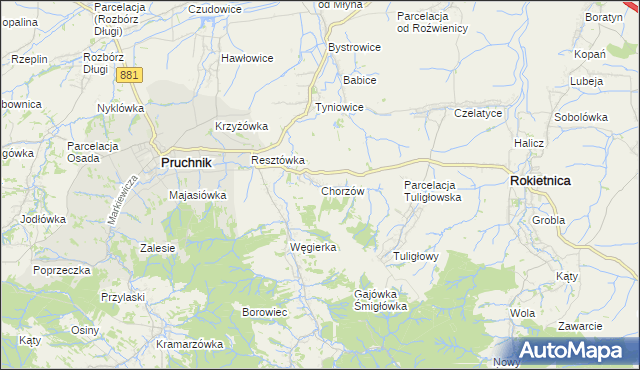 mapa Chorzów gmina Roźwienica, Chorzów gmina Roźwienica na mapie Targeo