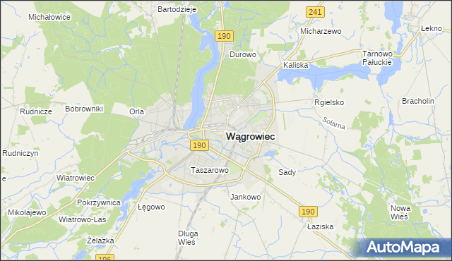 mapa Wągrowiec, Wągrowiec na mapie Targeo