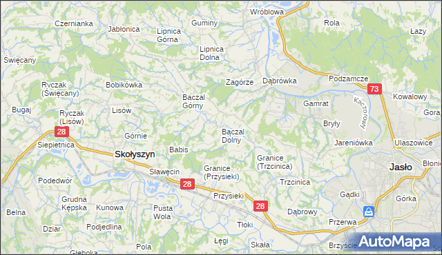 mapa Bączal Dolny, Bączal Dolny na mapie Targeo