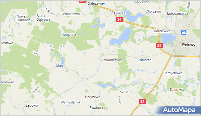 mapa Chudobczyce, Chudobczyce na mapie Targeo