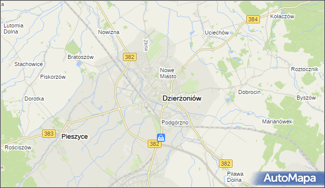mapa Dzierżoniów, Dzierżoniów na mapie Targeo