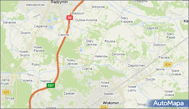 mapa Helenów gmina Wołomin, Helenów gmina Wołomin na mapie Targeo