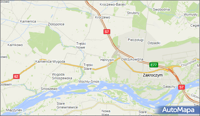 mapa Henrysin gmina Zakroczym, Henrysin gmina Zakroczym na mapie Targeo